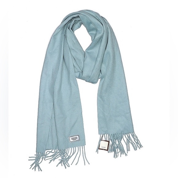 NWT Coach Cashmere Solid French Blue Scarf - Picture 1 of 4